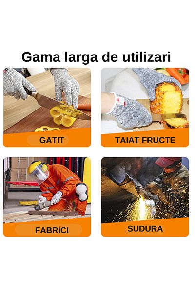 OEM Mănuși de protecție profesionale anti-tăiere, HPPE, gradul 5 de protecție, pentru bucătărie, măcelărie,