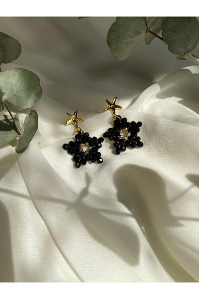sabiha aksesuar Crystal Bead Chic Star Earrings