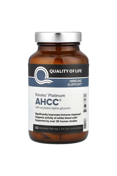 Quality of Life , Kinoko® Platinum AHCC® with Acylated Alpha-Glucans, 60 Vegicaps