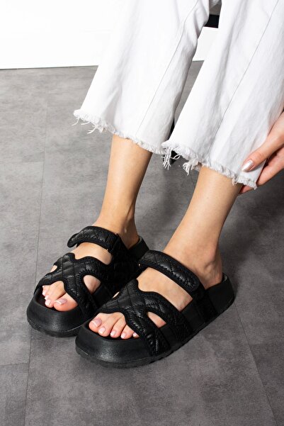 Sivarro Kapitone Farmer Siyah Kadın Terlik – Ortopedik, Şık, Kaymaz Taban