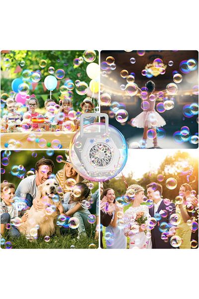 LUDIRO Portable Automatic Soap Bubble Maker, 20 Holes, 3 Power Types, White
