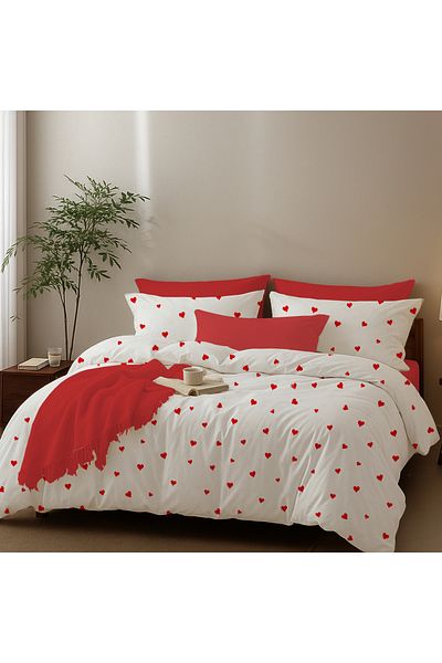 Lief Home 100% Cotton Heart Single Duvet Cover Set |   2 Pillowcases |   Fitted Sheet