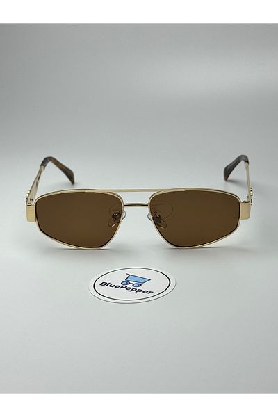 BluePepper Celime V2 Sunglasses Geometric Gold Metal Frame 50-16-140 Ekartman
