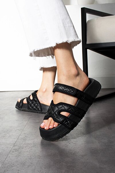 Sivarro Kapitone Farmer Siyah Kadın Terlik – Ortopedik, Şık, Kaymaz Taban