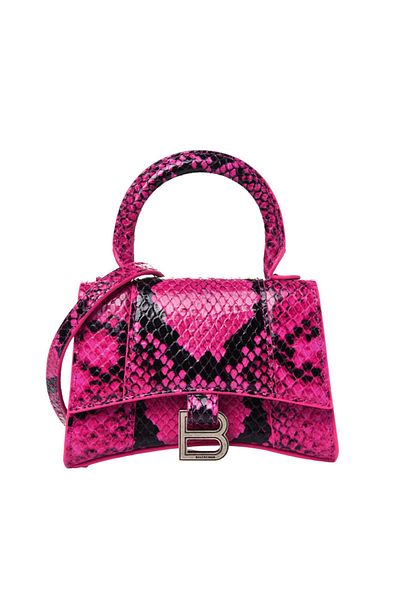 Balenciaga HOURGLASS MINI TOP HANDLE BAG FUCHSIA SNAKE - BALENCIAGA - ONE SIZE, FUCHSIA