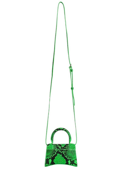 Balenciaga HOURGLASS SNAKE SKIN-EFFECT MINI BAG - BALENCIAGA - ONE SIZE, GREEN