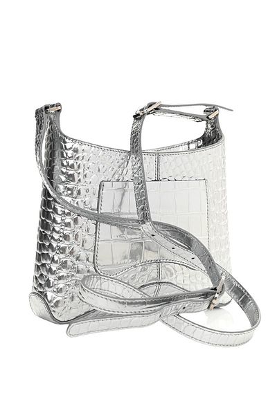 Balenciaga XX SMALL HOBO BAG CROCODILE EMBOSSED IN SILVER - BALENCIAGA - ONE SIZE, SILVER
