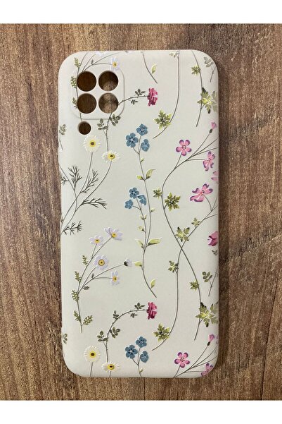 Newon HUAWEİ P40 LİTE KREM SARMAŞIK/ÇİÇEK BASKILI İÇİ KADİFE TELEFON KILIFI