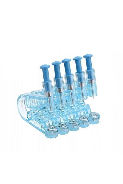 Sprise Set 5 aparate piercing urechi, Plastic/Otel inoxidabil, Albastru