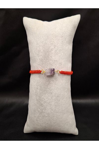 Han Ticarethane Amethyst Natural Stone Macrame Braided Bracelet