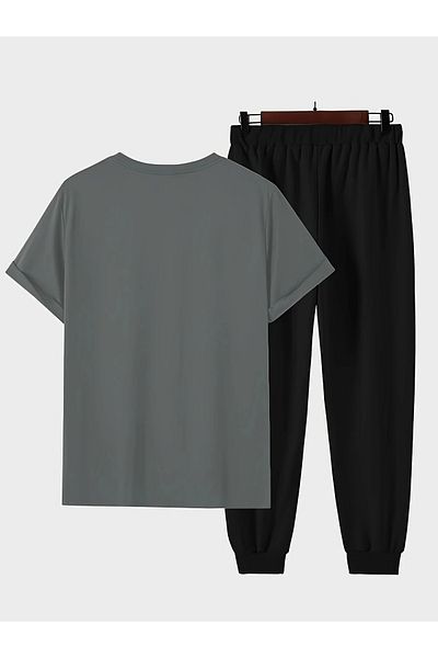 WOODROFFE Men's Los Angeles Downtown Printed T-Shirt & Sweatpants Bottom Top Set Combination