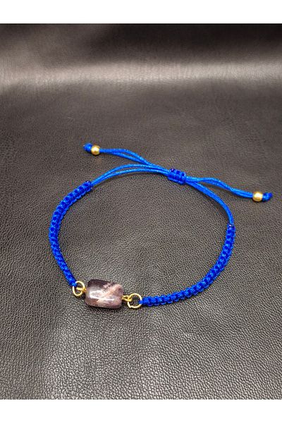 Han Ticarethane Amethyst Natural Stone Macrame Braided Bracelet