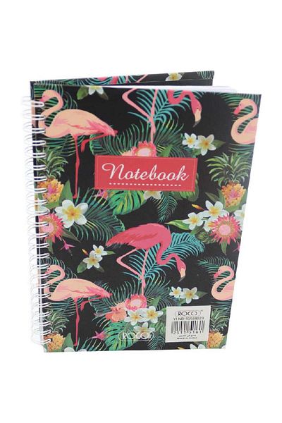 Roco Notebook Flamingo Black Background A5 100 Pages