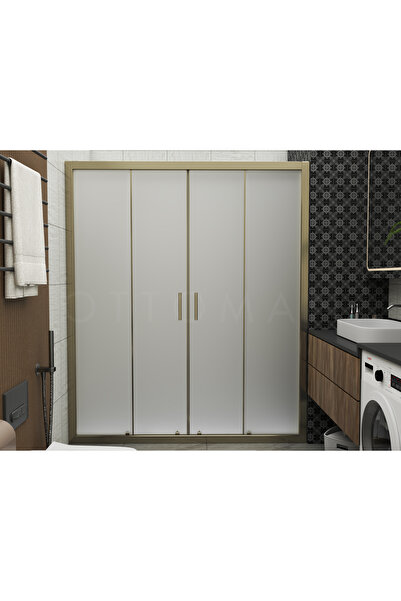 Ottoman Banyo & Duşkabin İKİ DUVAR ARASI BRONZ PROFİL SATİNE (BUZLU) CAM DUŞAKABİN 150-200 CM