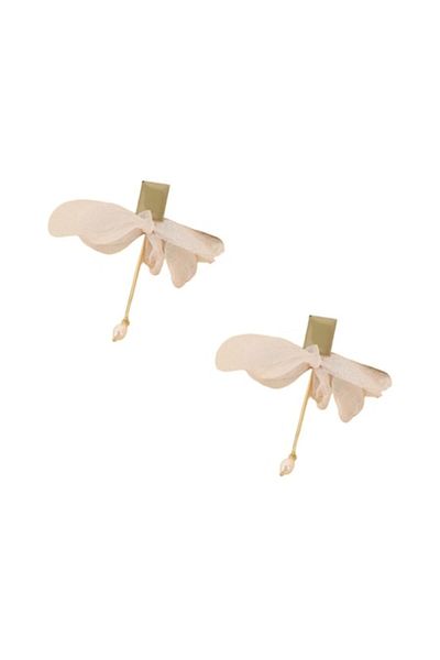 The Casius. Drop earrings with fabric, Flower pattern, green