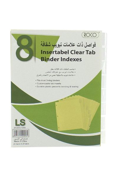 Roco Index Divider Letter1/8 Tab Cut Blank Tab Type Clear Tabs Paper