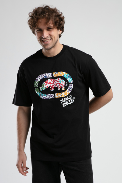 Eckō Unltd. Kingston Black Crew Neck Printed Oversize Men's Tshirt