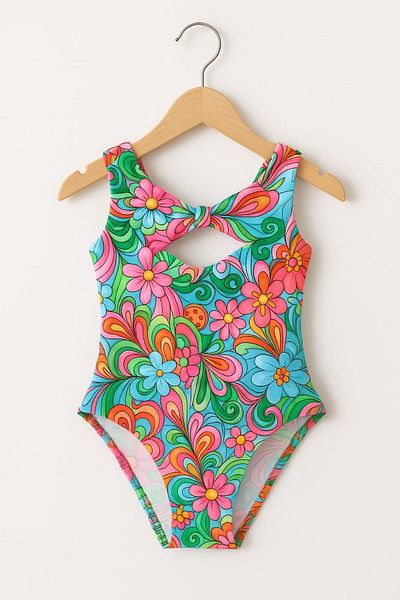 No Gossip Multicolored Patterned Strapless Girl's Swimsuit