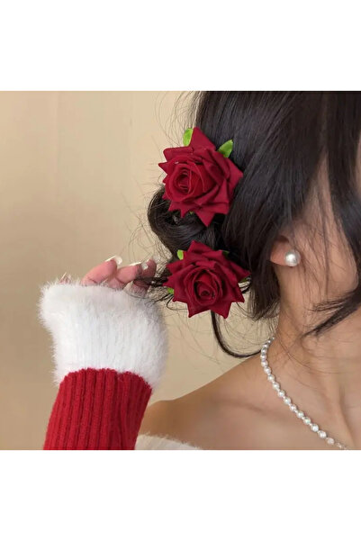 Massaltay Red Velvet Rose Buckle 1 Piece, Rose Velvet Buckle