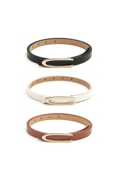 The Casius. Set 3 x Curea Minimalist Slim, Potrivită pentru Rochii sau Pantaloni, 102 x 1,4 cm, Multicoloră