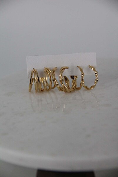 Butik xuping küpe gold üçlü