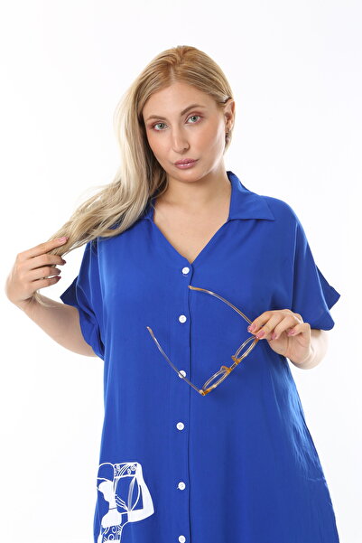 XL Modam ROCHIE DE FEMEIE ALBASTRA CU MANE SCURTĂ FĂRĂ MODEL DE IN Mărime mare