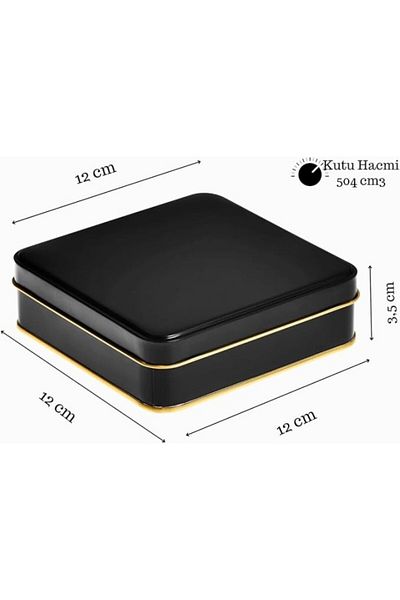 ShopZum Black Semi Matte Gold Lacquered Metal Box Food Grade Tin Packaging 1 Piece