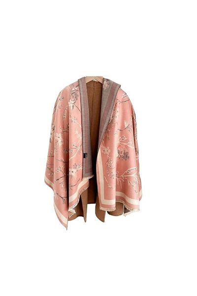 The Casius. Eșarfă lungă pentru femei cu model floral, 185x65 cm, roz și bej - The Casius
