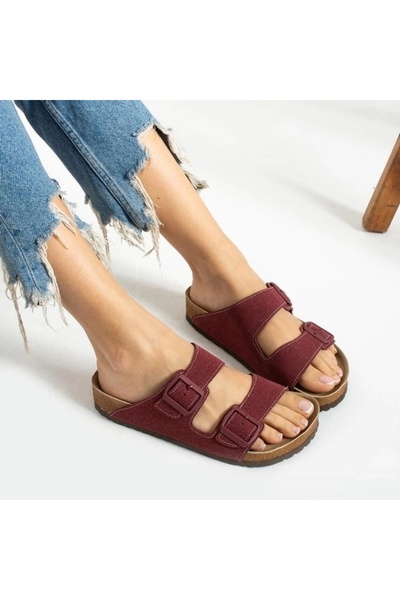 Sivarro Terra Burgundy Leather Powder Daily Slippers - Stitched, Orthopedic, Comfortable