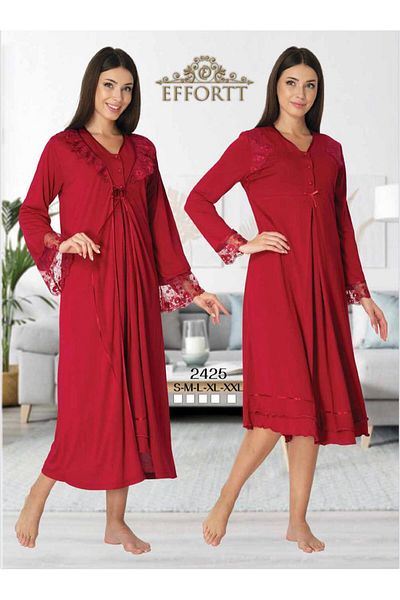 EM&FA TEKSTİL Maternity Maternity Dressing Gown Nightwear Set
