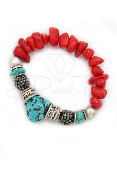 Esra Pamir Coral and Turquoise Natural Stone Bracelet