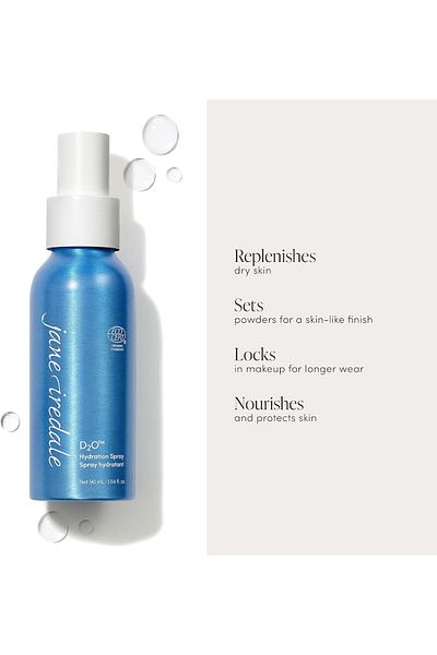 Jane Iredale D₂O Hydration Spray بخاخ مرطب وثابت طبيعي 1 عبوة (1 × 90 مل)