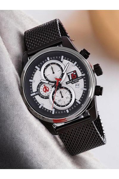 T5 Saat T5 Men's Wrist Watch – Stylish and Water Resistant Design with Calendar, Chronograph Appearance