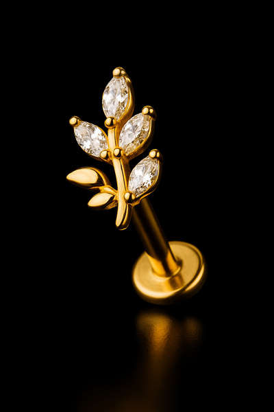 depozoom Titanyum Flatback Tragus Helix Conch Flat kıkırdak ZİRKON Piercing 100%TT-20