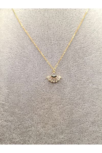 Han Ticarethane Gold Color Stone Fan Model Steel Necklace