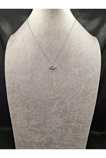 Han Ticarethane قلادة فضية اللون من الفولاذ على شكل مروحة حجرية