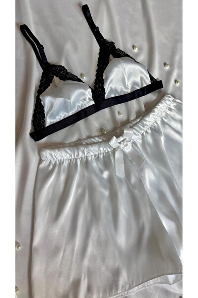 Lessya Satin Shorts Bralet Pajama Set Patterned
