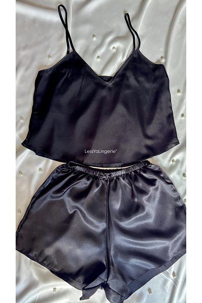 Lessya Set pantaloni scurți din satin Cămașă de noapte elegantă