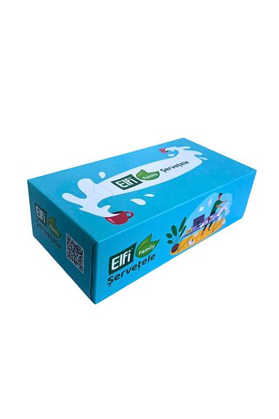 Elfi Dry wipes in pop-up box, 2 layers, 20x19 cm, blue pattern, Elfi, 150 pcs