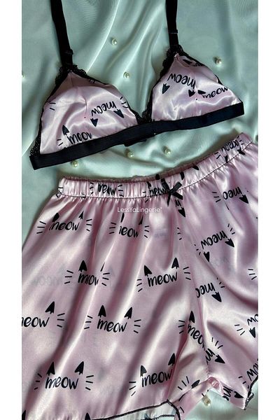 Lessya Satin Shorts Bralet Pajama Set Patterned