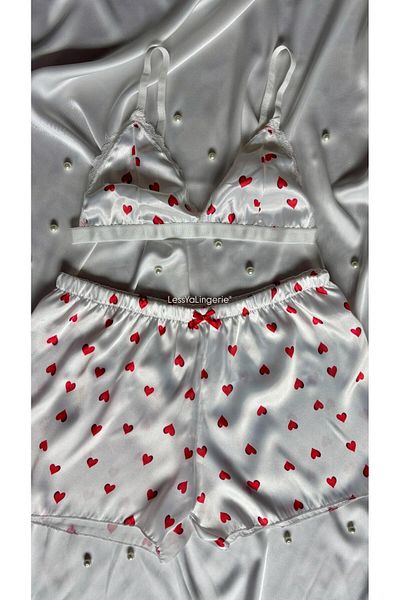 Lessya Satin Shorts Bralet Pajama Set Patterned