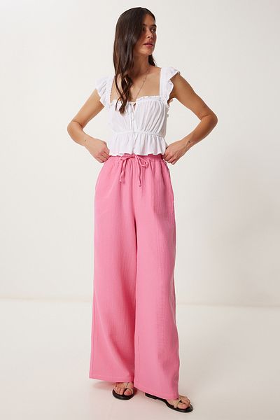 Lovelyİstanbul Muslin Palazzo Trousers Pink Lmx0008