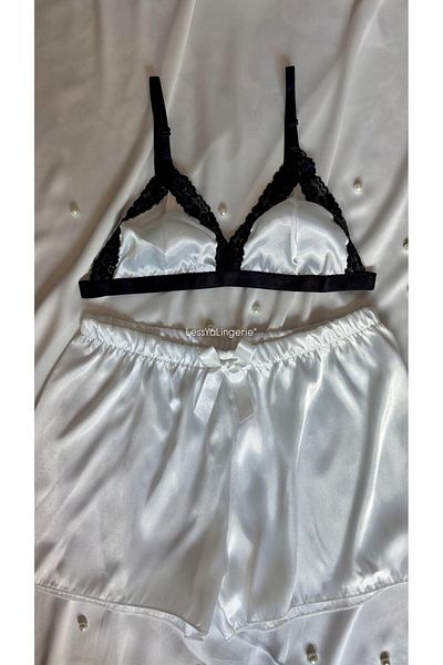 Lessya Satin Shorts Bralet Pajama Set Patterned