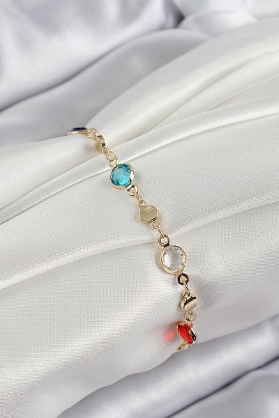 BESKAR Brass Mixed Color Zircon Stone Gold Color Women's Bracelet