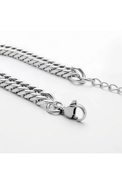 Tasarım Steel Bracelet Tight Weave Chain Model Titanium 0.6 mm Width 19 cm Silver Silver