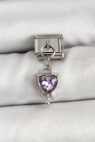AfraBeauty 316L Stainless Steel Silver Purple Heart Charm |   Elegance and Durability Women's Bracelet Model