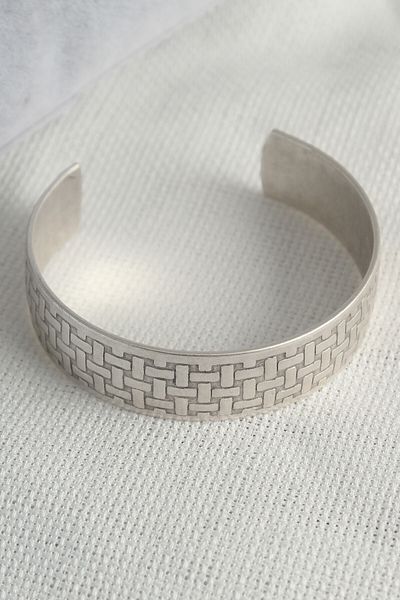 merland benvecocuk Authentic Silver Color Motif Processing Detail Plate Men's Bracelet - Lisinya