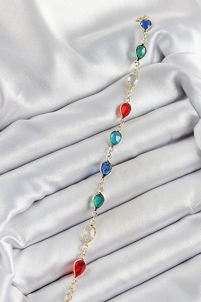 BESKAR Brass Gold Color Mixed Color Drop Zircon Stone Women's Bracelet