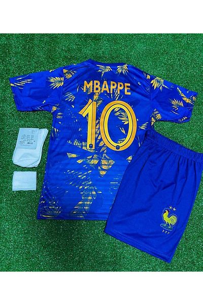 Lion Spor France Mbappe World Cup New Season Set of 4 Children's Jersey Socks + Bracelet Gift