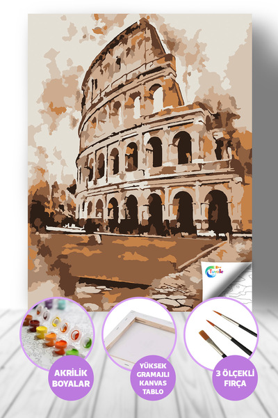 Tuvalle Kolezyum Tiyatrosu Sayılarla Boyama Seti, Hobi Seti, 40X50 Tablo, Fır...
